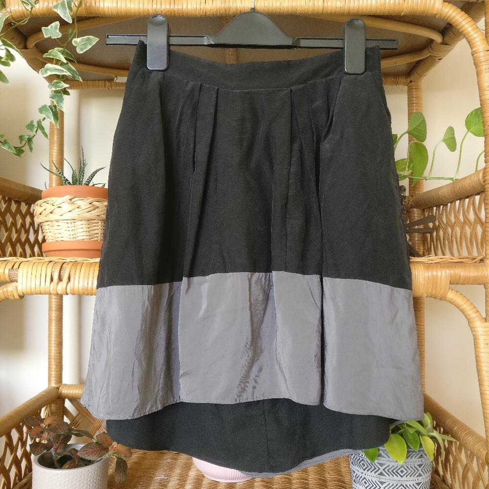 silk colorblock skirt